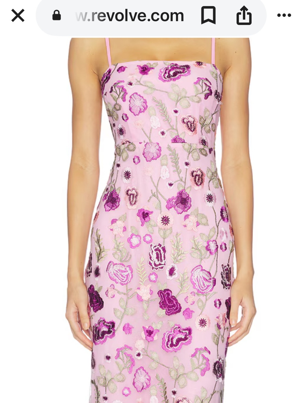 Lovers + Friends Strapless Lavender and Cream Floral Embroidered Midi Dress